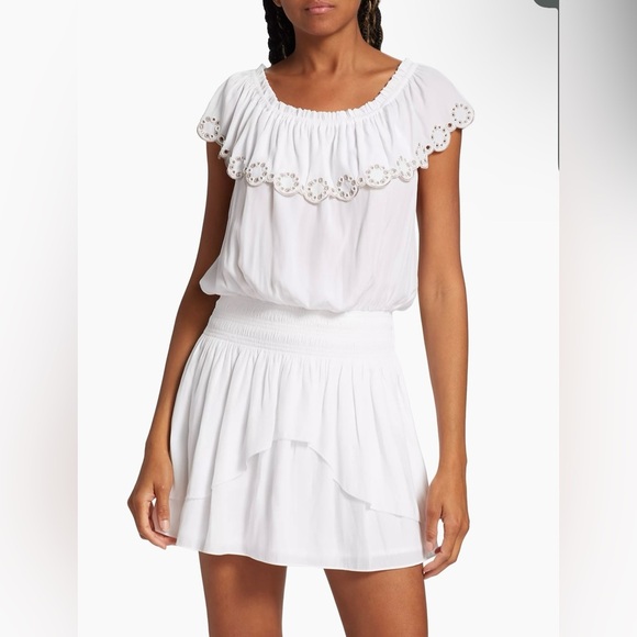 NEW WITH TAGS Ramy Brook White Cynthia Flounce Minidress ~ Medium - Picture 3 of 10